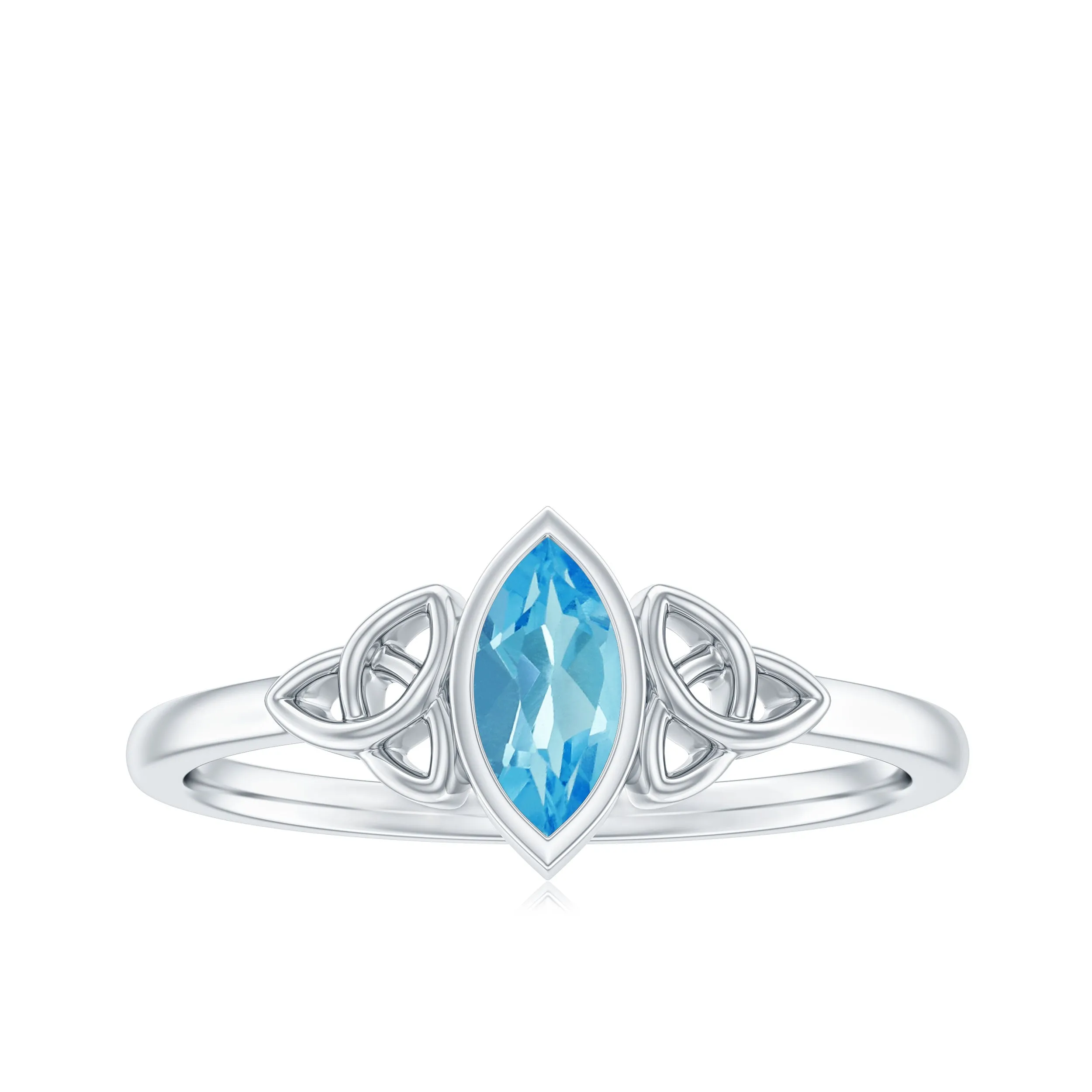 0.50 CT Marquise Cut Swiss Blue Topaz Solitaire Ring in Gold