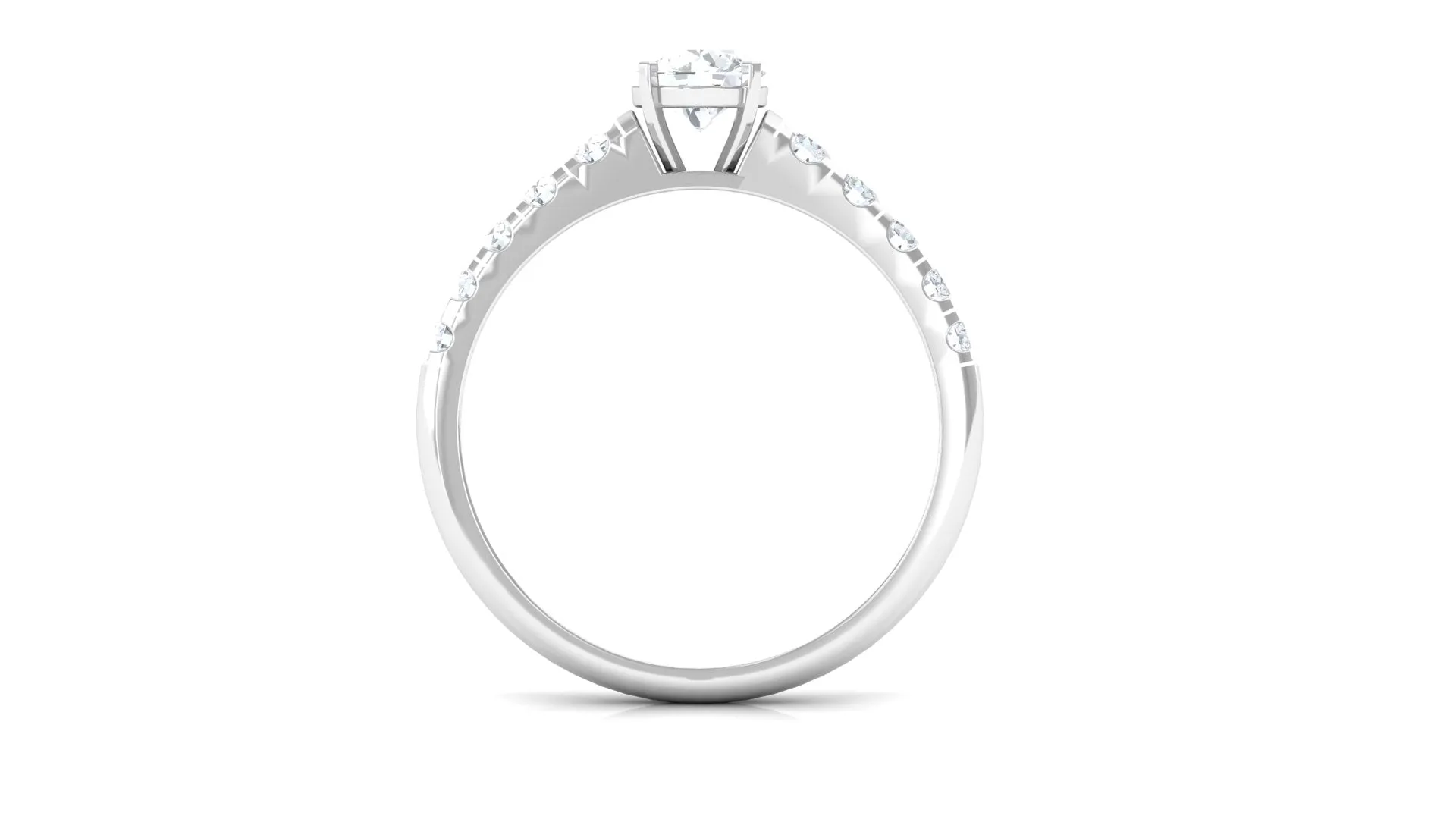 1 CT Round Cubic Zirconia Side Stone Engagement Ring