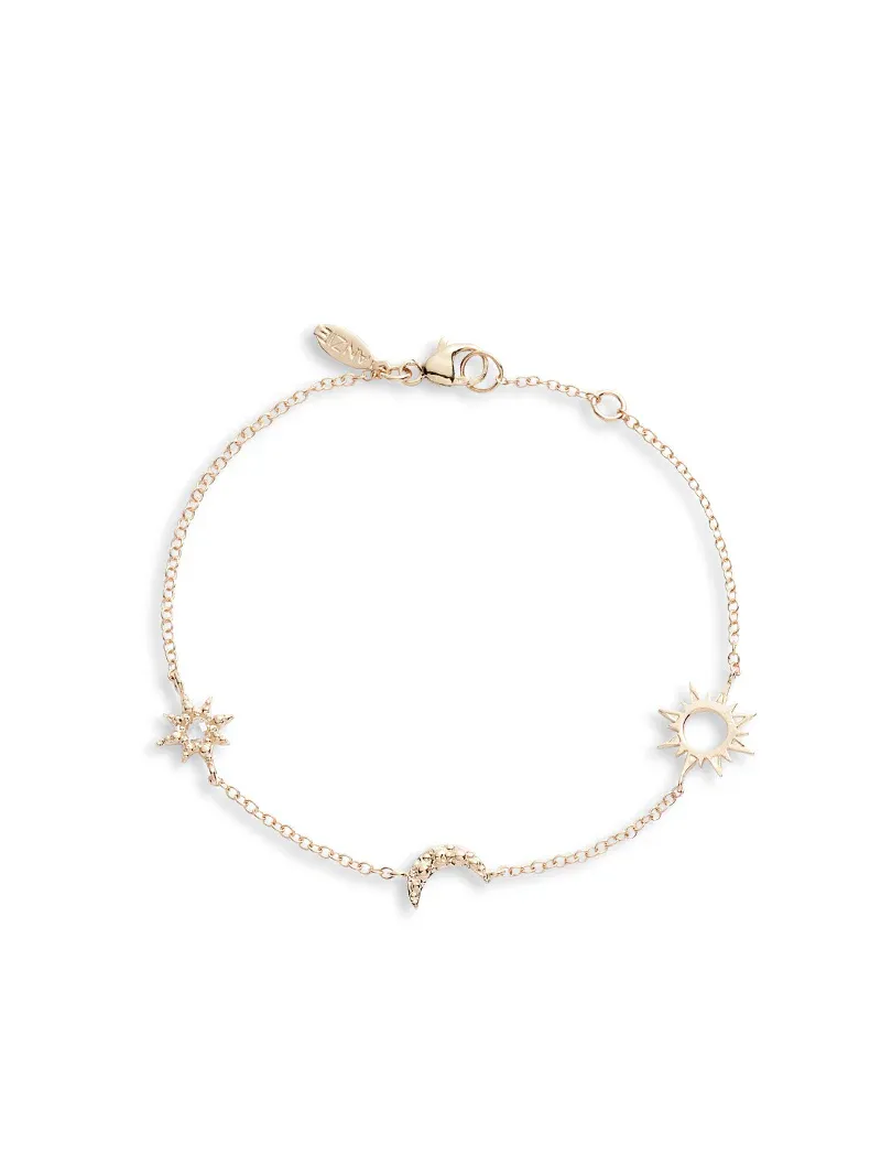 14k Gold Micro Starburst Link Bracelet