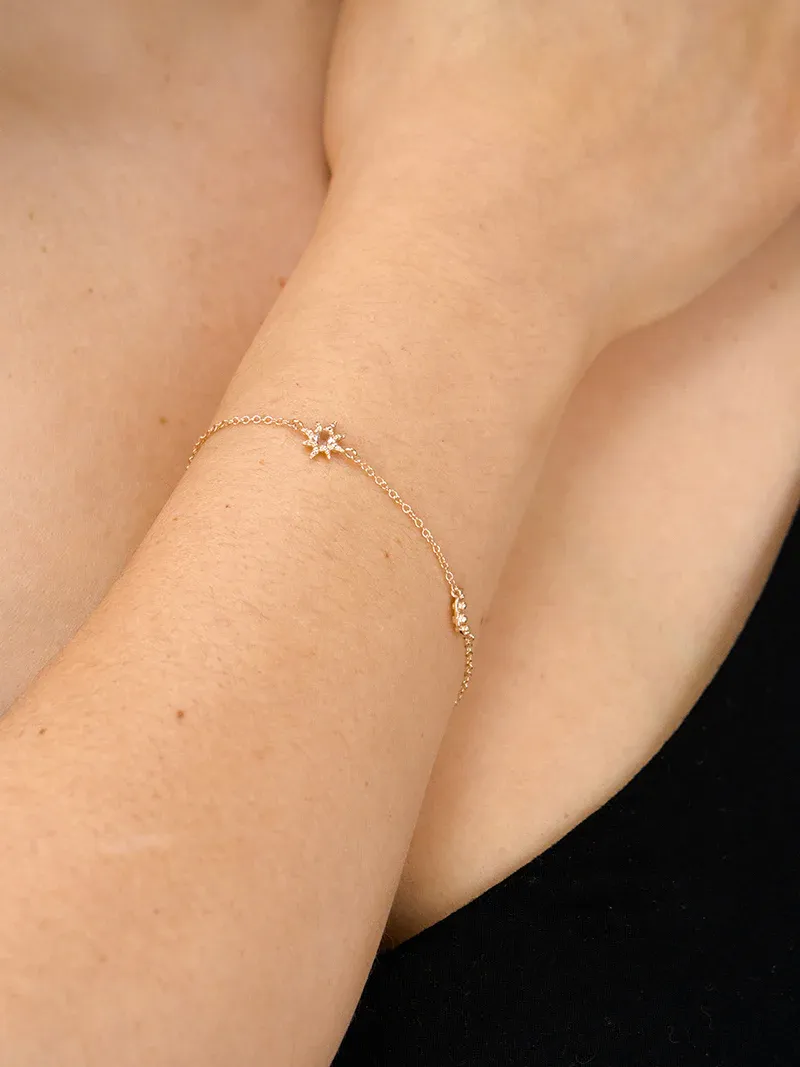 14k Gold Micro Starburst Link Bracelet