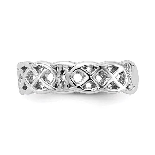 14k White Gold Solid 4mm Wide Celtic Knot Toe Ring