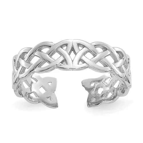 14k White Gold Solid 4mm Wide Celtic Knot Toe Ring