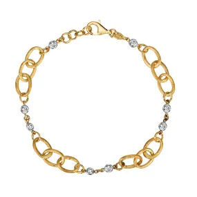 14K Yellow & White Gold Diamond Link Bracelet