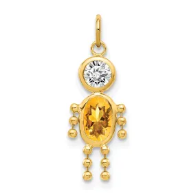 14k Yellow Gold November Boy Gemstone Charm