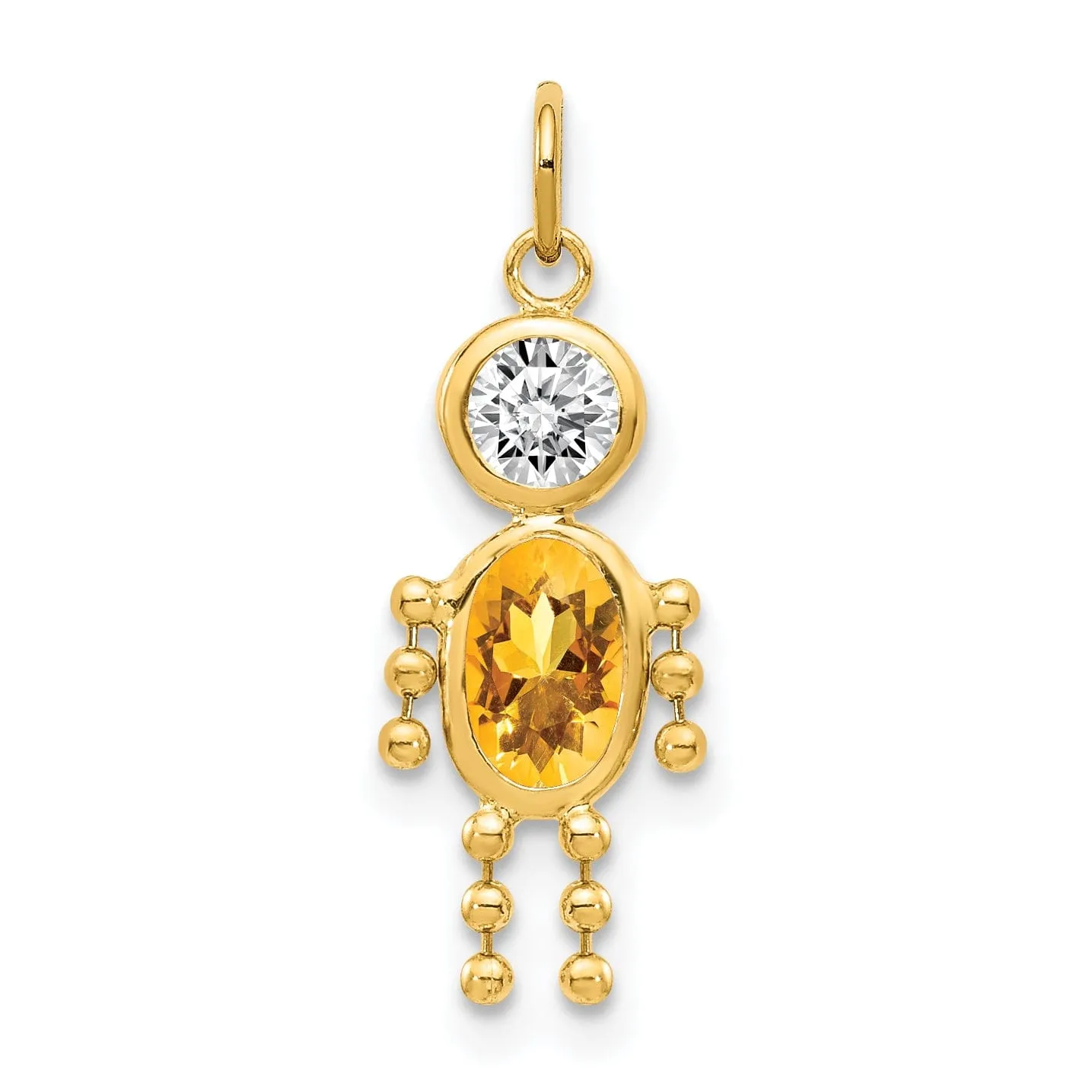 14k Yellow Gold November Boy Gemstone Charm