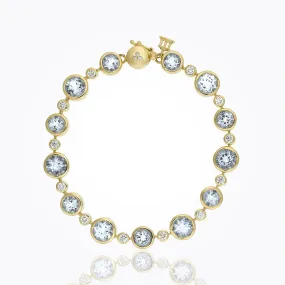 18K Single Round Bracelet with aquamarine and diamond