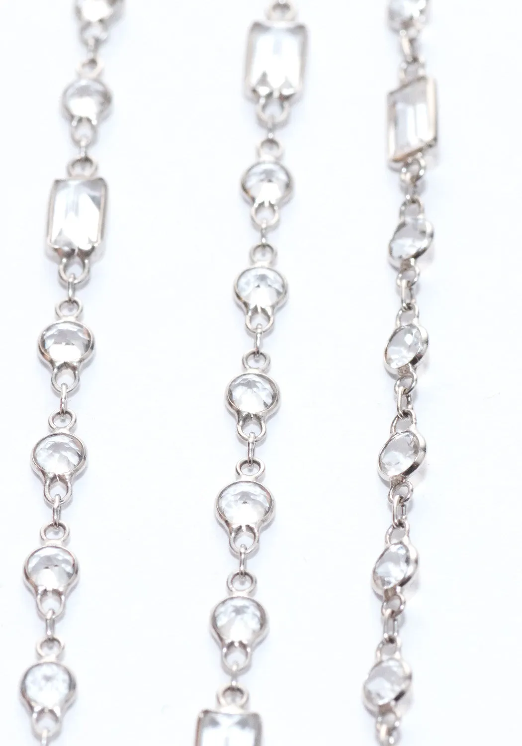 18K White Gold White Topaz Chain Necklace | 91"