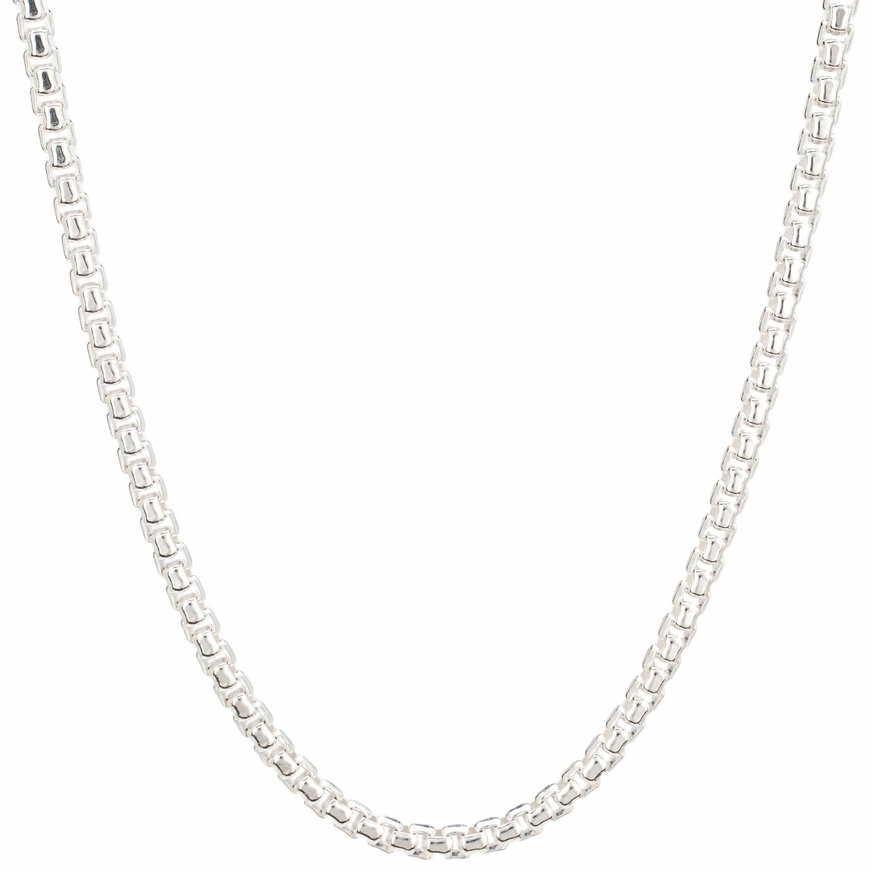 22" Italian Sterling Silver Box Chain Necklace 2.5mm