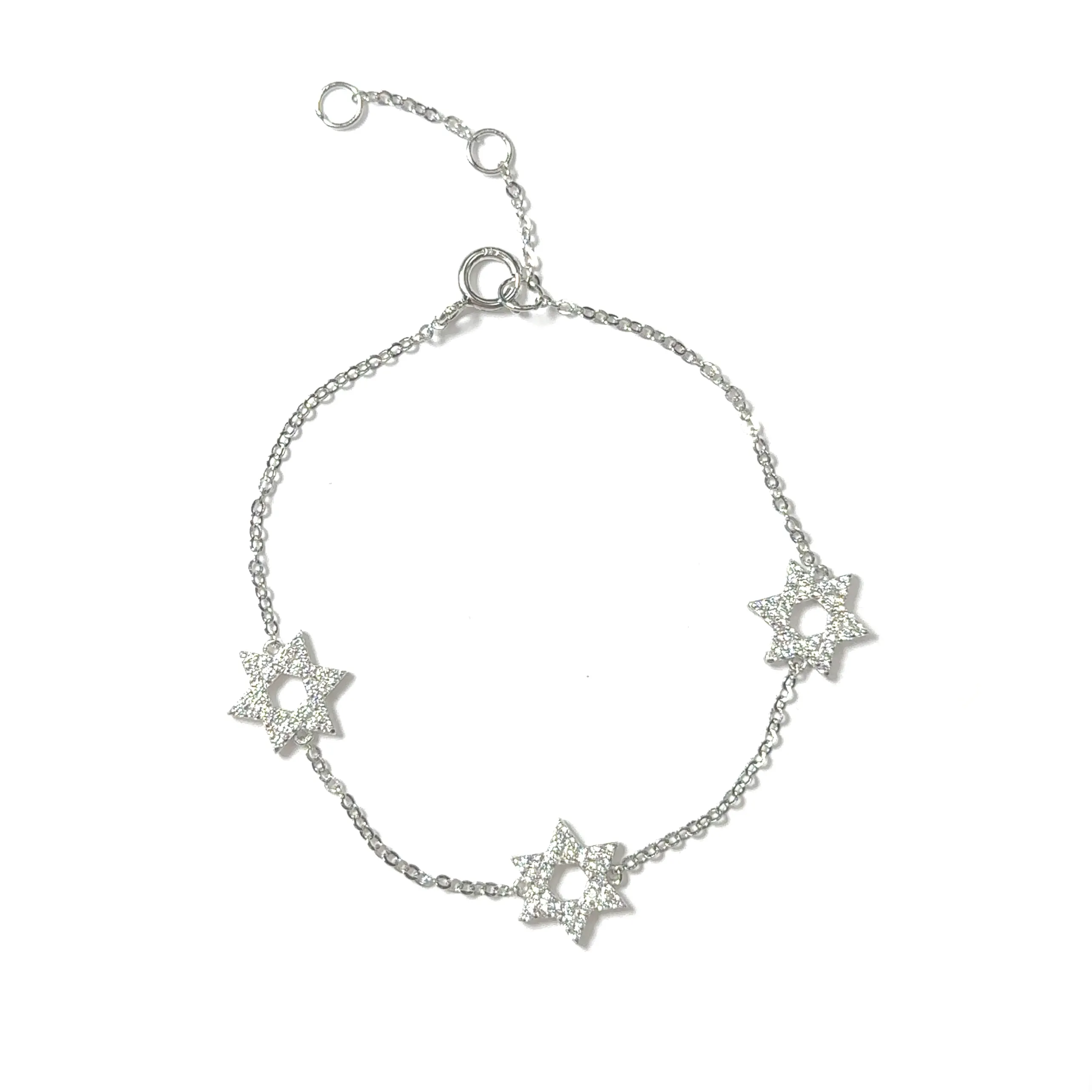 3 Pave Jewish Stars Bracelet