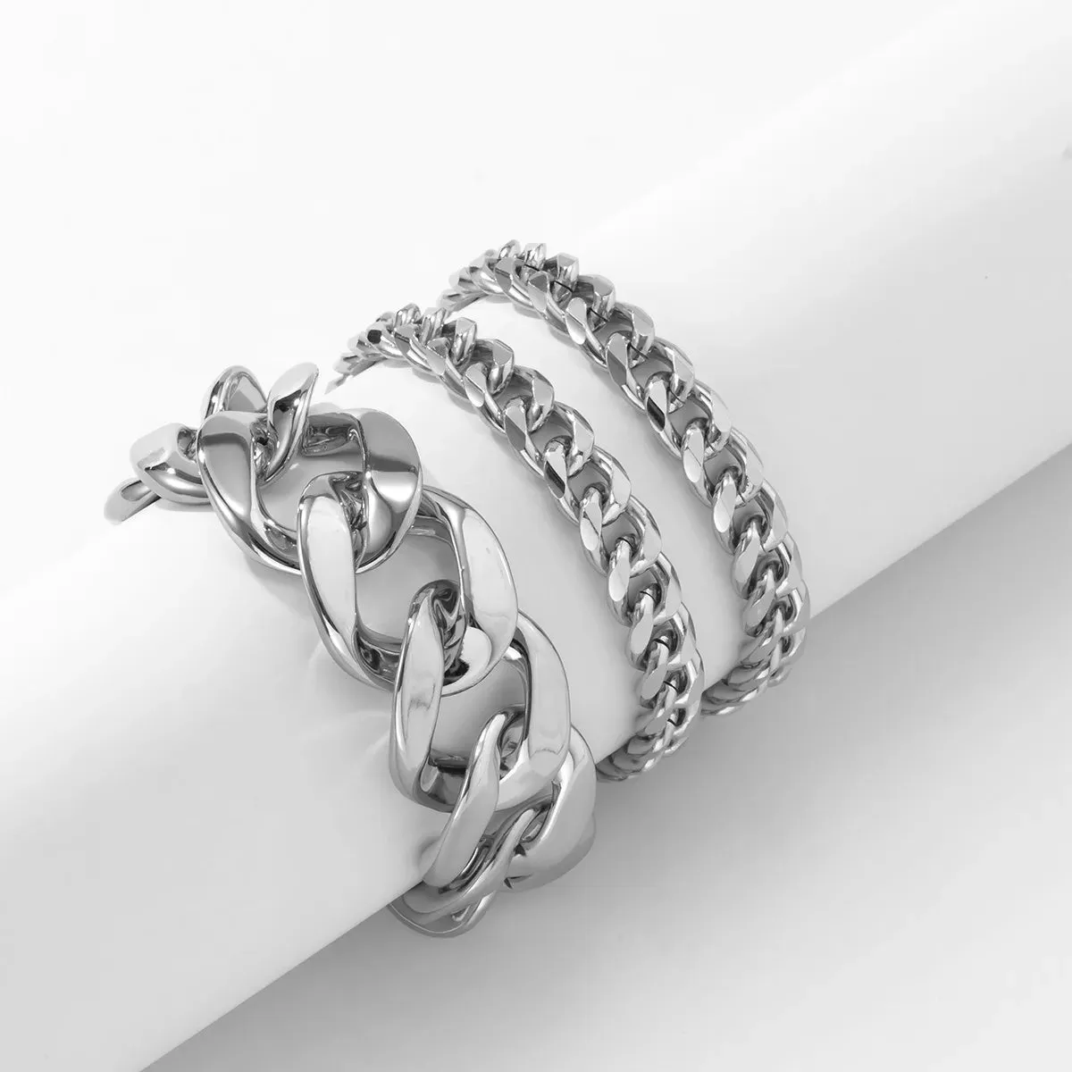 3-Piece Gothic Thick Bracelet Set