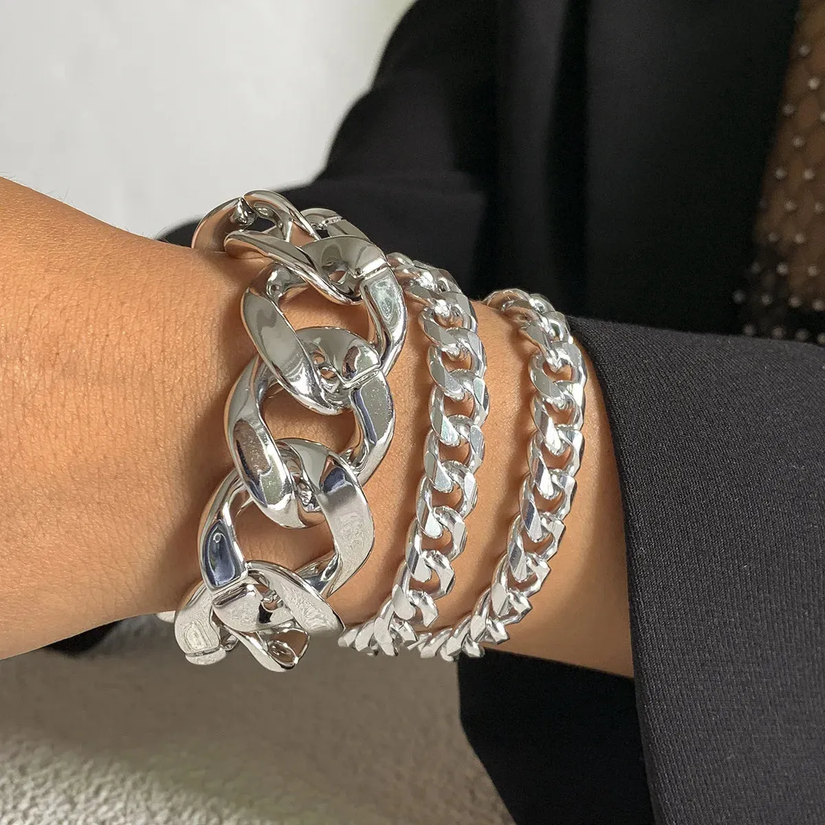 3-Piece Gothic Thick Bracelet Set