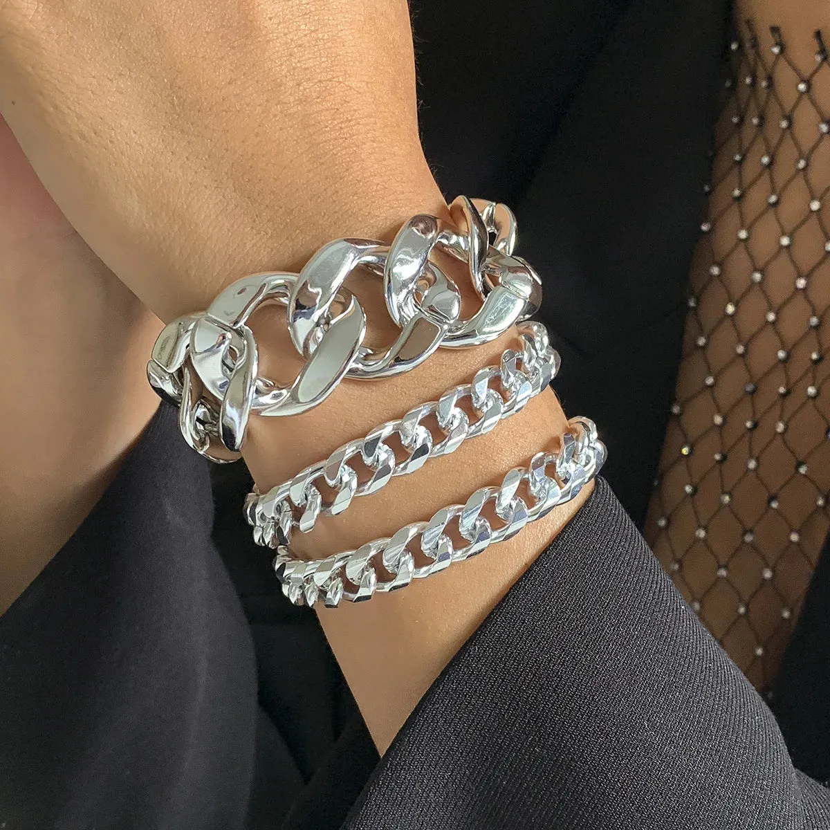 3-Piece Gothic Thick Bracelet Set