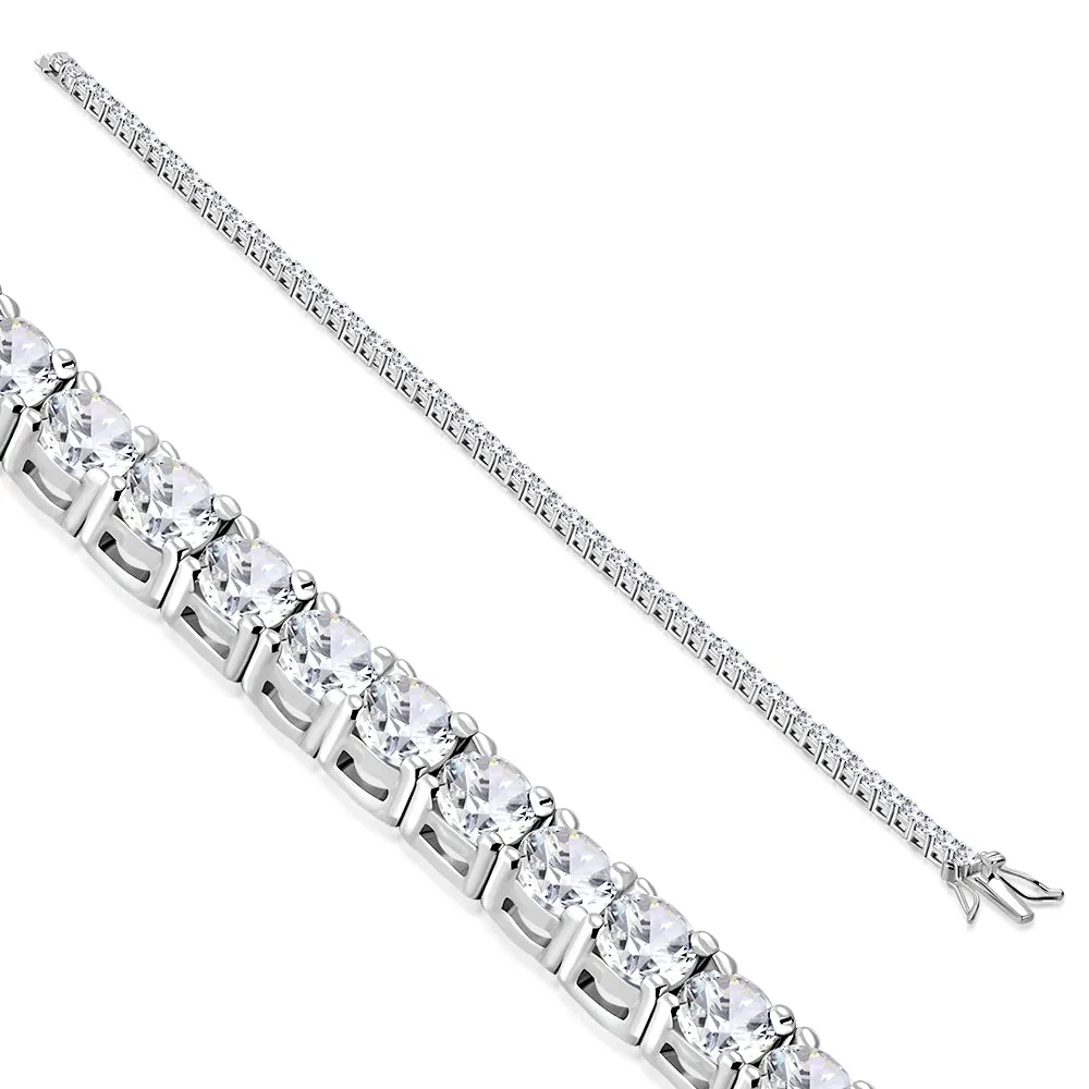 3.5mm Wide 18cm Long  | White CZ Sterling Silver Tennis Bracelet