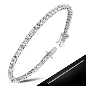 3.5mm Wide 18cm Long  | White CZ Sterling Silver Tennis Bracelet