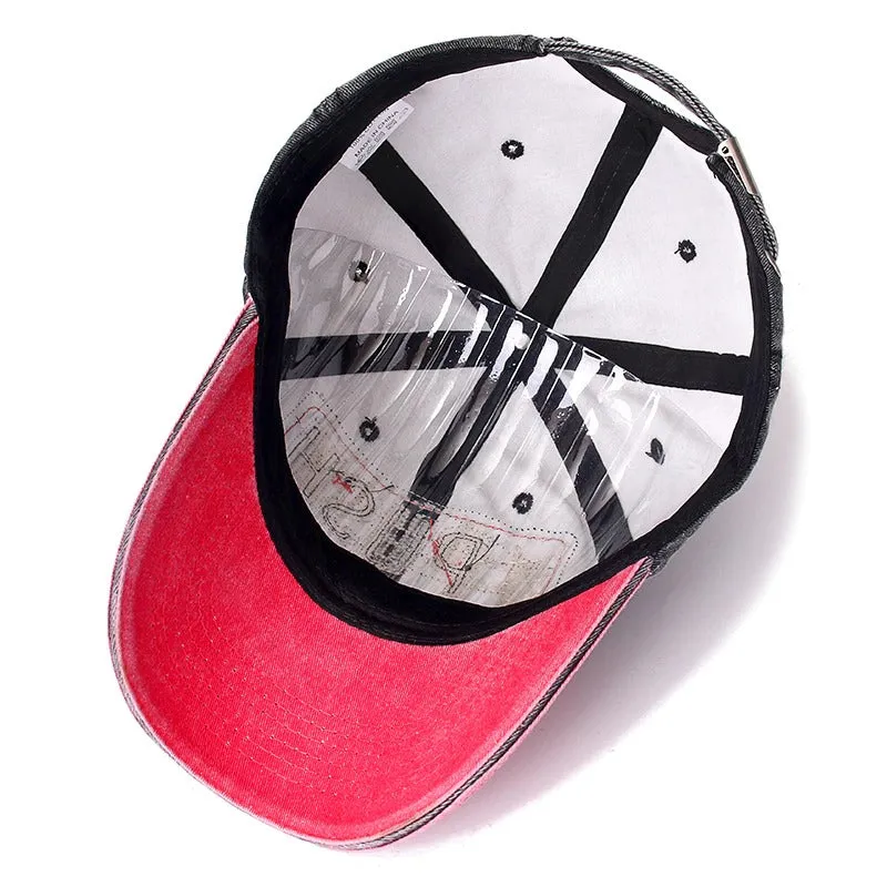 3D Retro PUSH Star Embroidered Washed Cotton Baseball Adjustable Snapback Cap