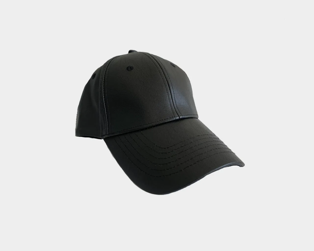 4. The Bond Black Vegan  Leather Unisex Cap - The Milano