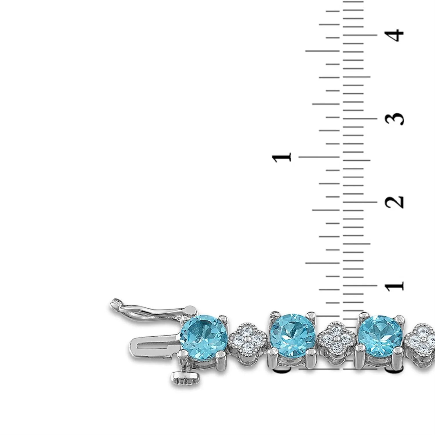 5MM Round Swiss Blue Topaz and Sapphire 7-inch Tennis Bracelet in Sterling Silver