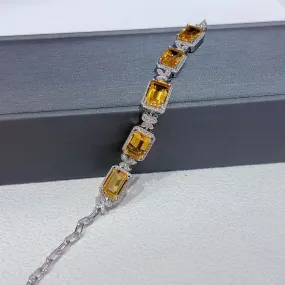 925 Sterling Silver Citrine Bracelet Semi Precious Stone Jewellery