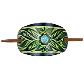 Accented Wildflower Leather Hair Barrette