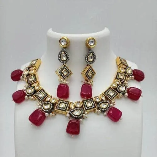 Ad Dual Tonned Drop Necklace Set