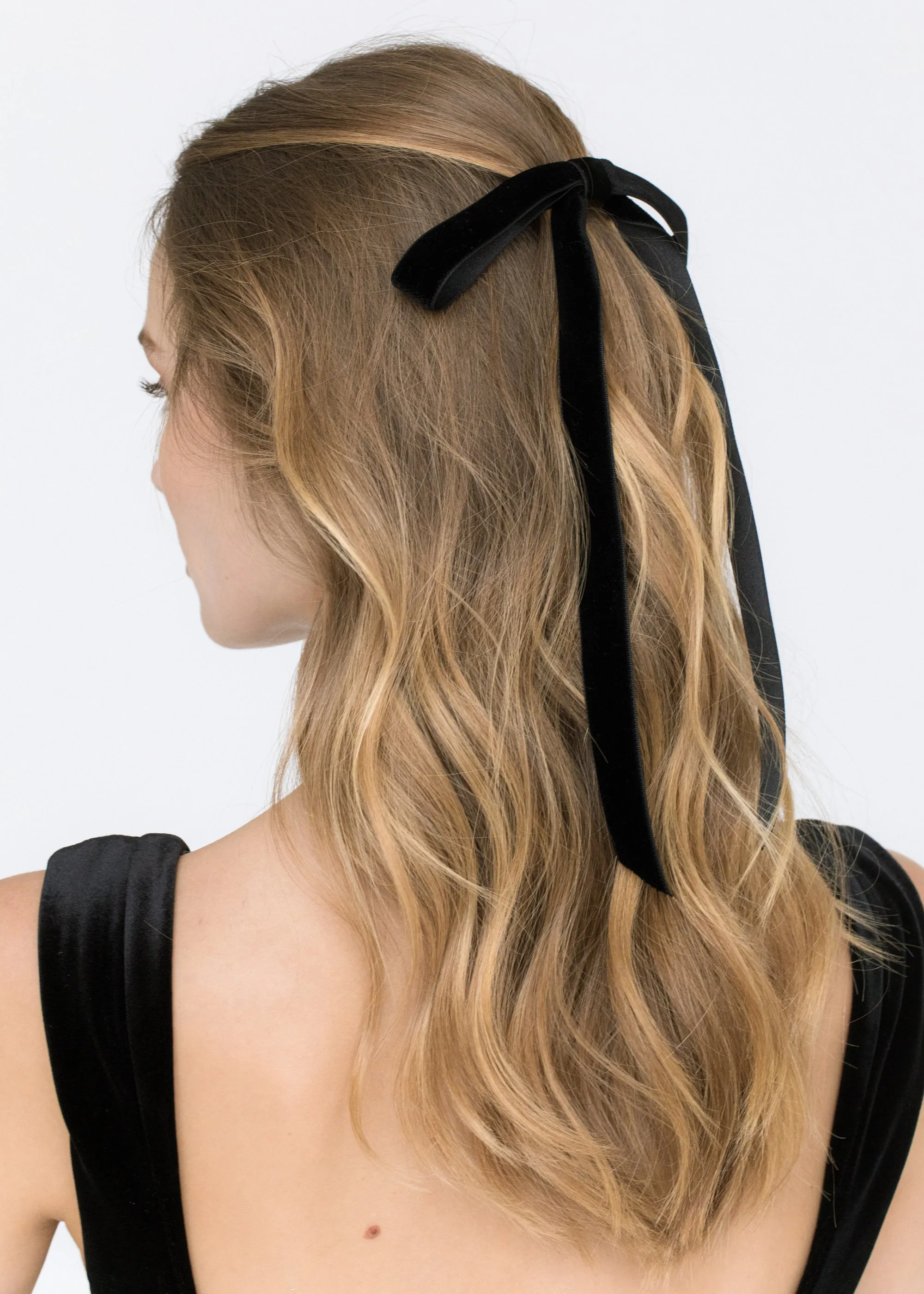 Aida Velvet Bow Barrette -- Black