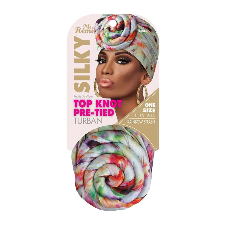 ANNIE #03658 MS. REMI Silky Top Knot Pre-Tied Turban [ASSORTED COLOR]