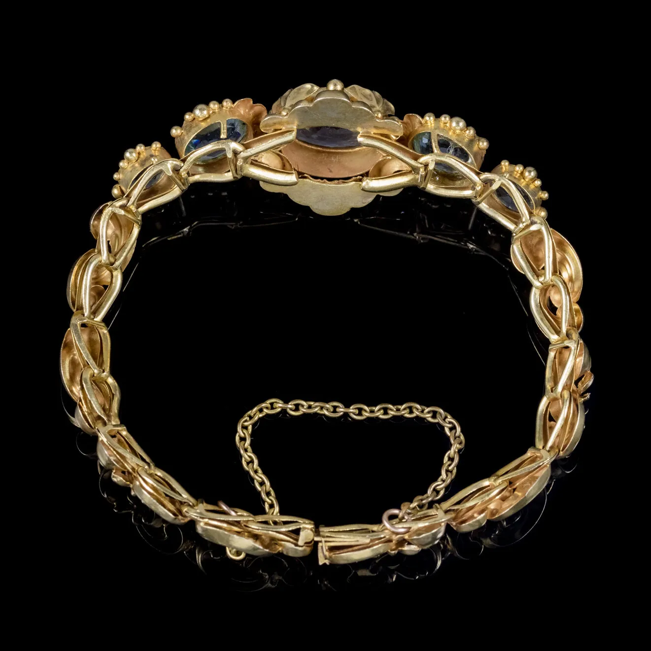 Antique Victorian Tourmaline Aquamarine Bracelet 18Ct Gold Circa 1900