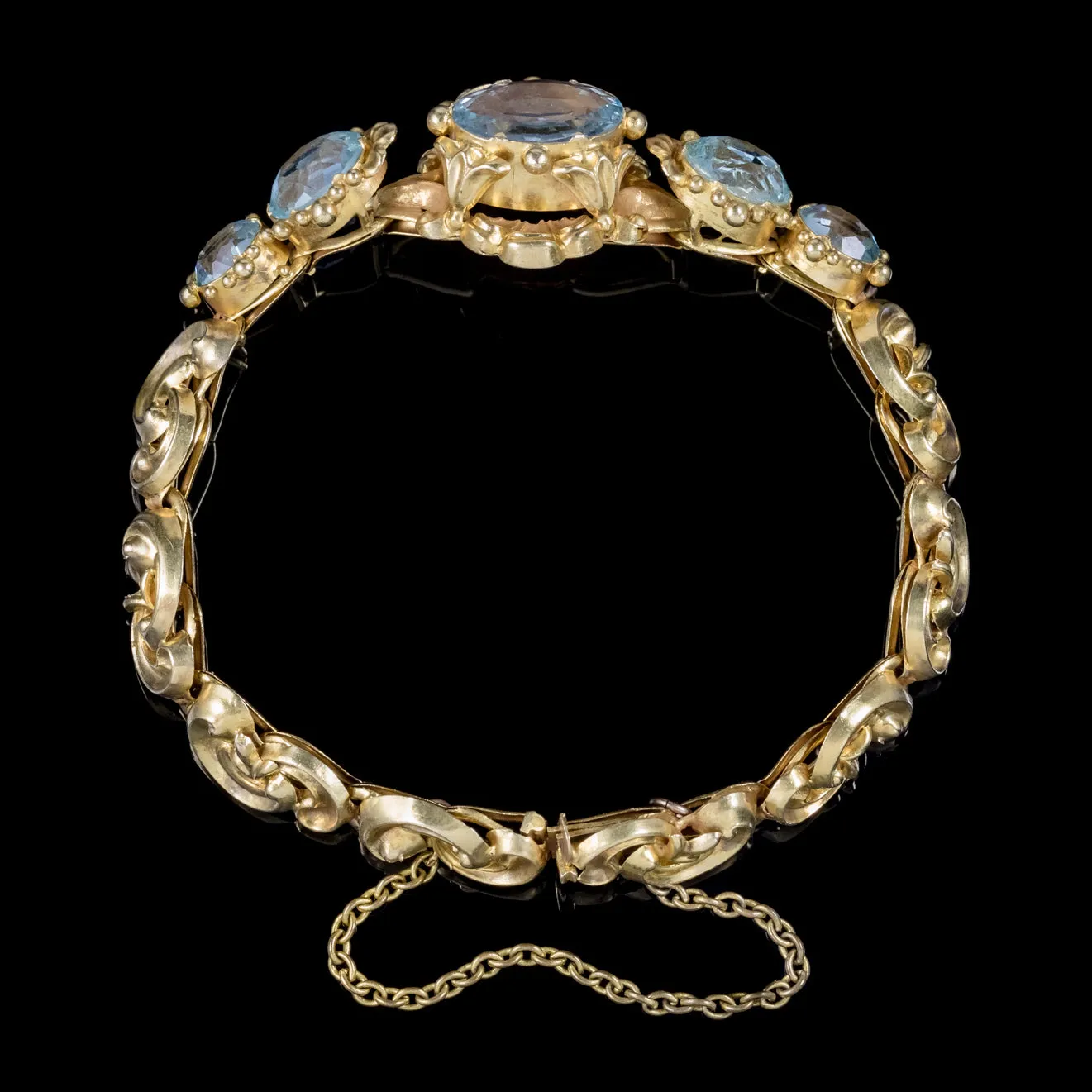 Antique Victorian Tourmaline Aquamarine Bracelet 18Ct Gold Circa 1900