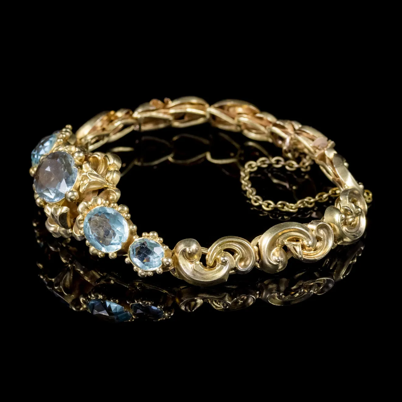 Antique Victorian Tourmaline Aquamarine Bracelet 18Ct Gold Circa 1900