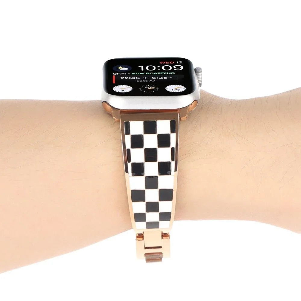 Apple Watch (45mm) chain splicing stainless steel watch strap - Black White Grid