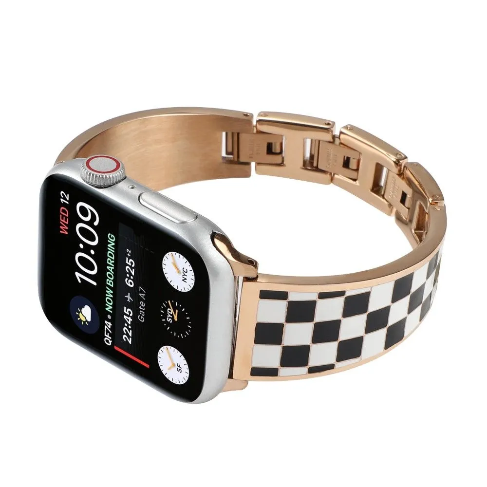 Apple Watch (45mm) chain splicing stainless steel watch strap - Black White Grid