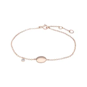 Aquamarin Gravur Armband in Rose Vergoldetem Sterling Silber