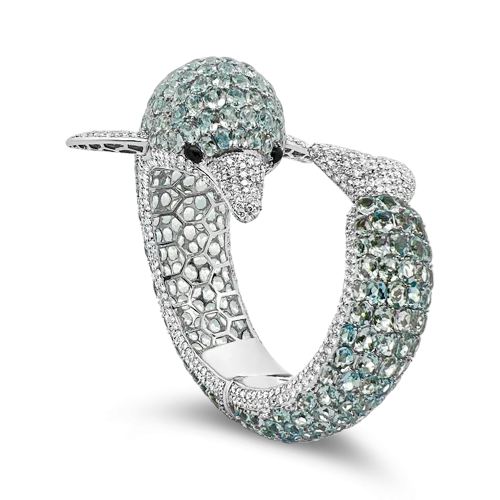 Aquamarine & Diamond Bangle Bracelet