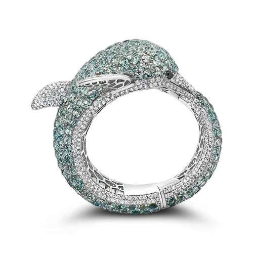 Aquamarine & Diamond Bangle Bracelet