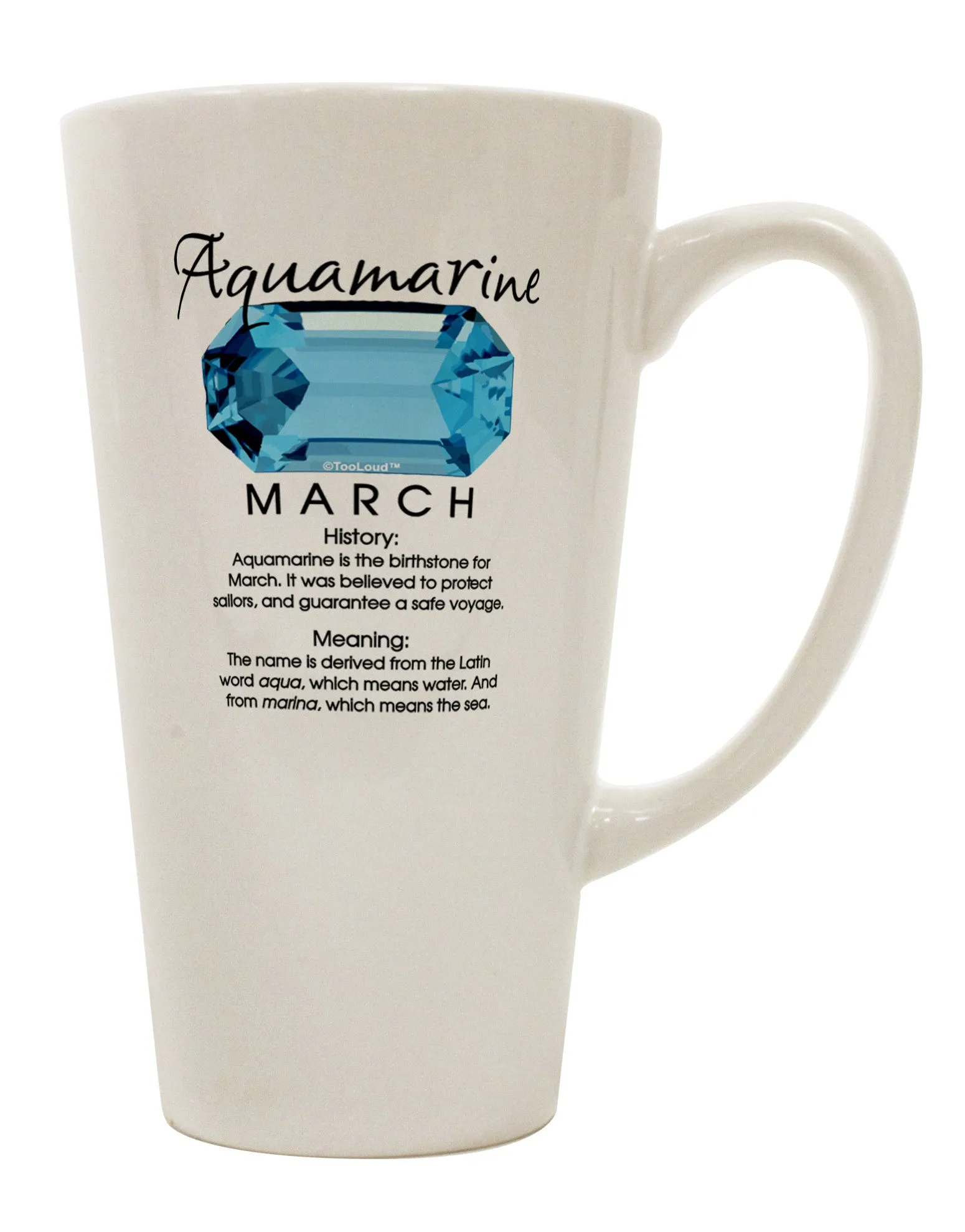 Aquamarine Birthstone Conical Latte Coffee Mug - Expertly Crafted by TooLoud