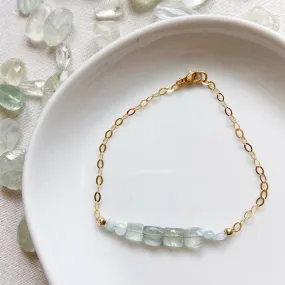 Aquamarine Dainty Chain Bracelet in Silver or Gold