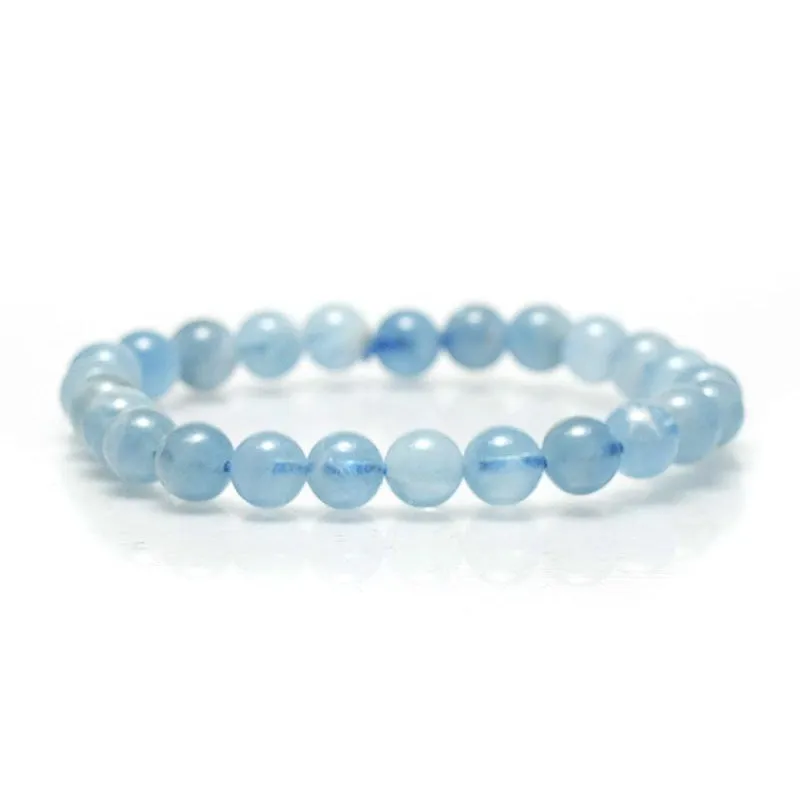 Aquamarine Stretch Bracelet 7mm,8mm,9mm,12mm,15mm