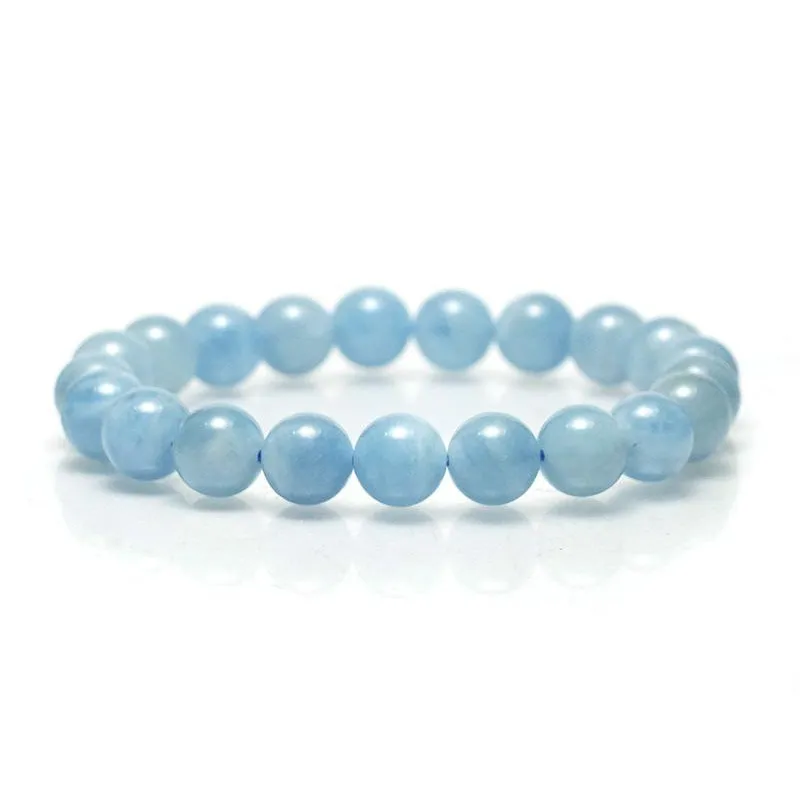 Aquamarine Stretch Bracelet 7mm,8mm,9mm,12mm,15mm