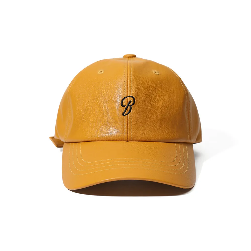 B LOGO VEGAN LEATHER CAP MUSTARD