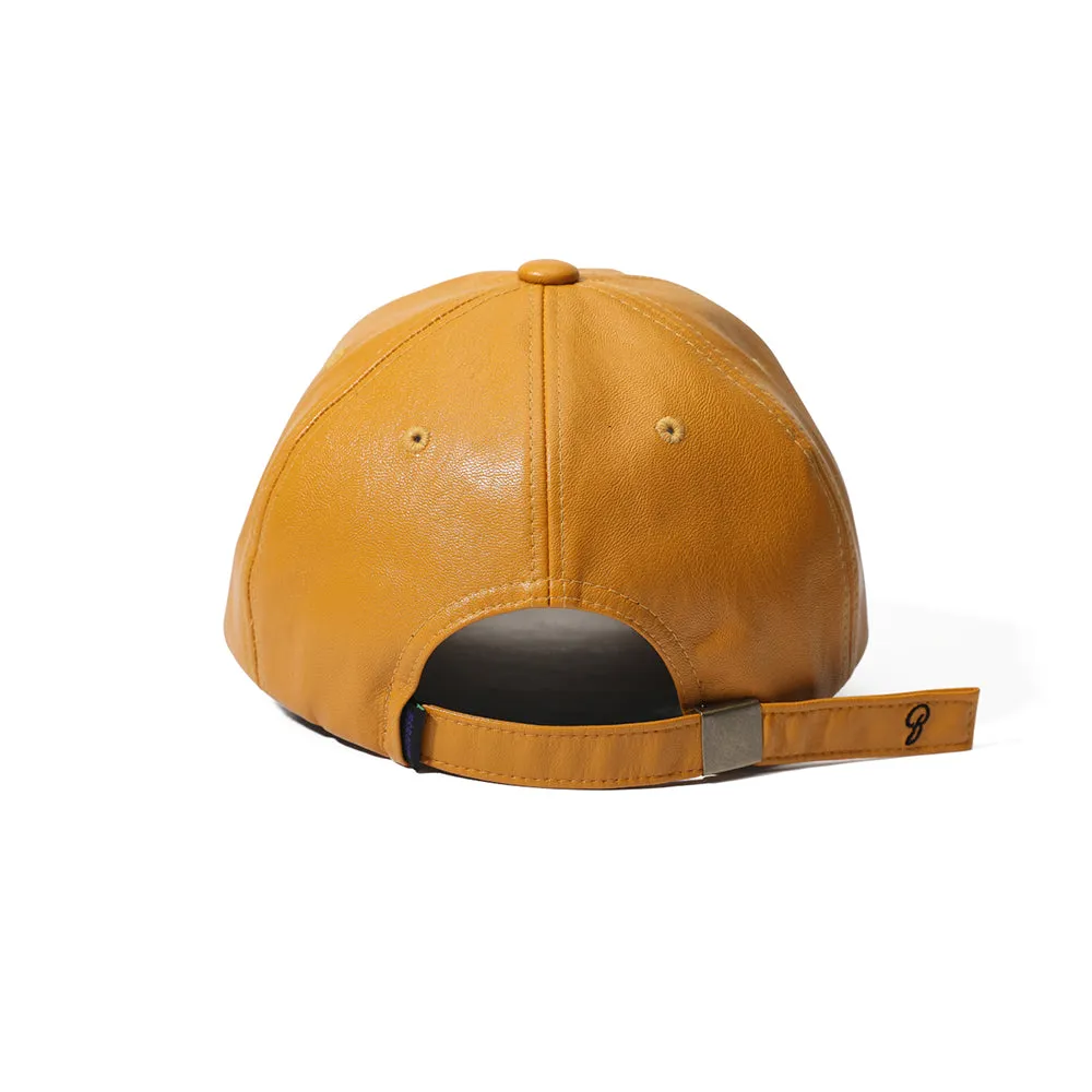 B LOGO VEGAN LEATHER CAP MUSTARD