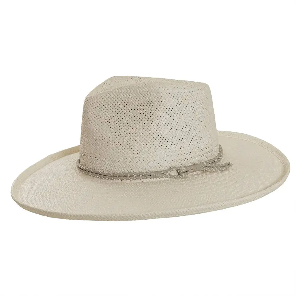 Bailey | Womens White Sun Straw Hat Western Cowgirl Hat - Bourbon Cowgirl