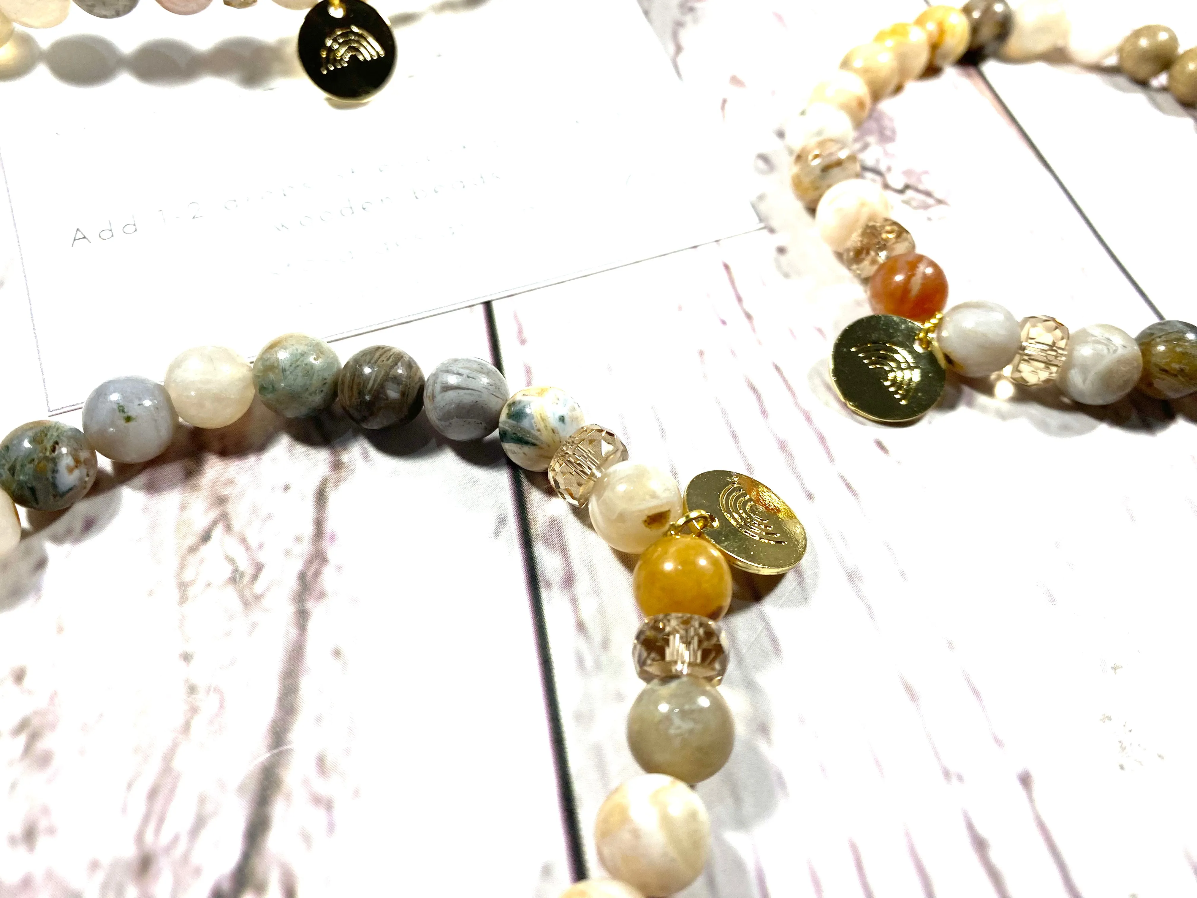 Bamboo Agate Charm Crystal Diffuser Bracelet