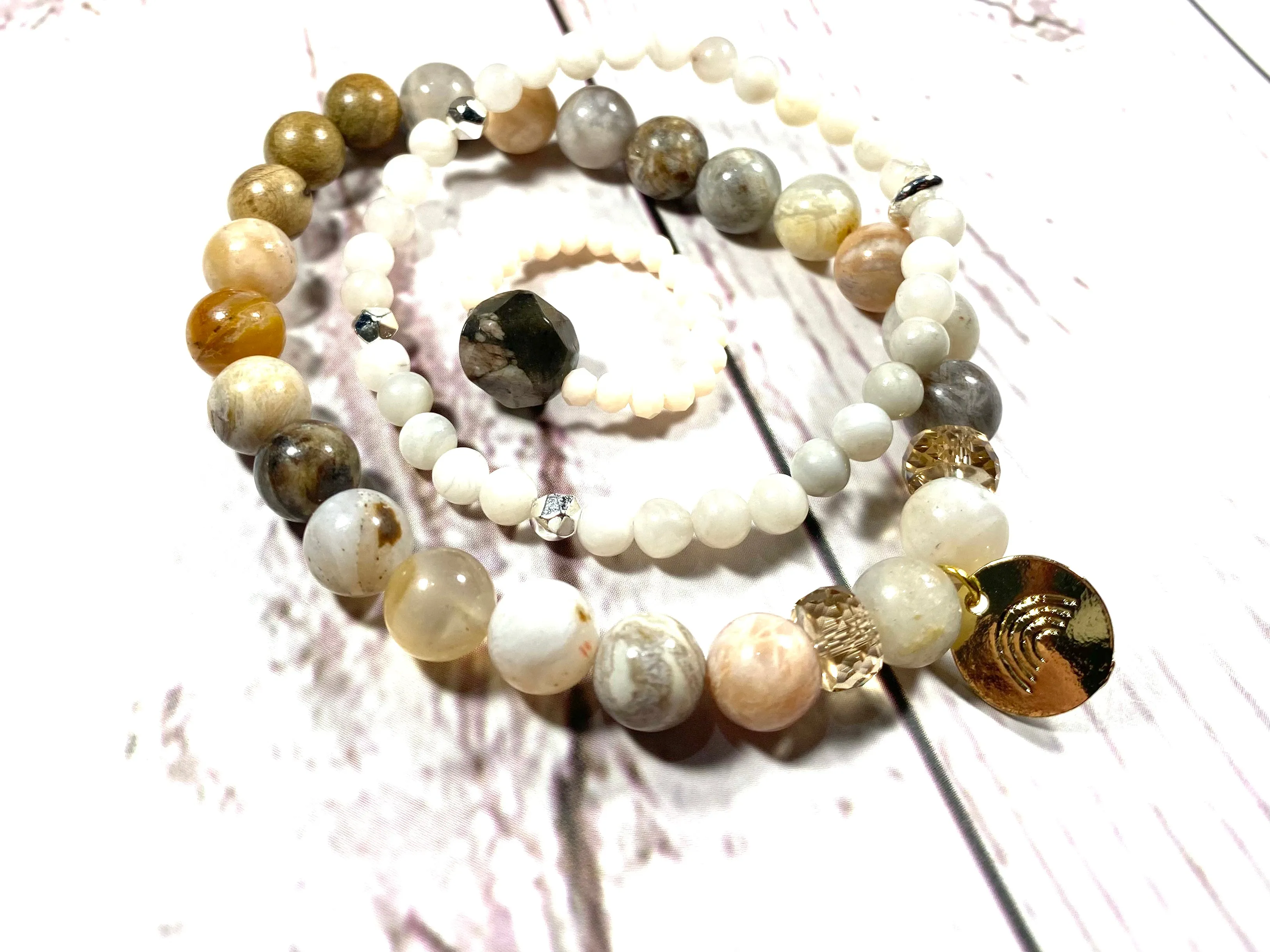 Bamboo Agate Charm Crystal Diffuser Bracelet