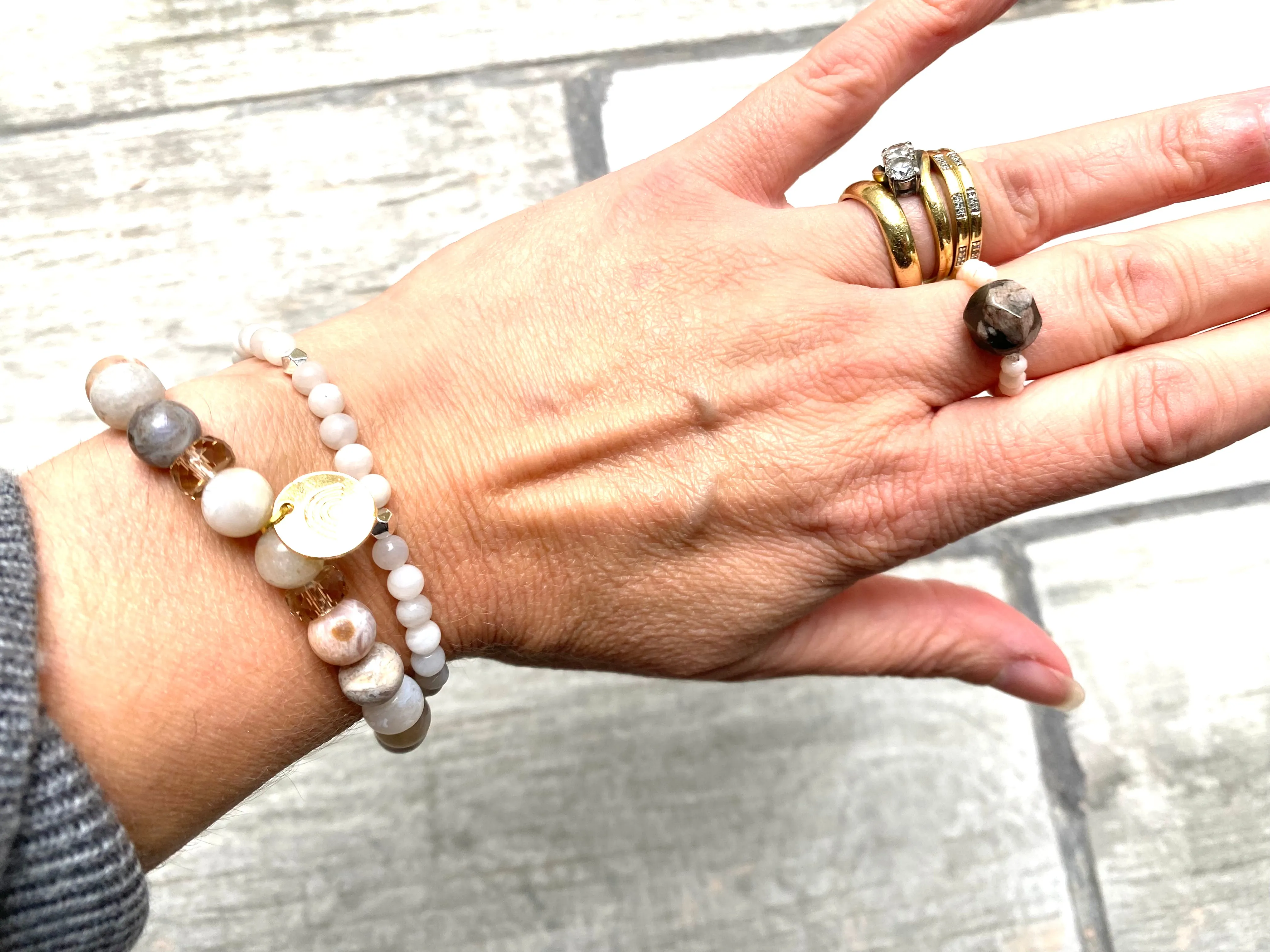 Bamboo Agate Charm Crystal Diffuser Bracelet