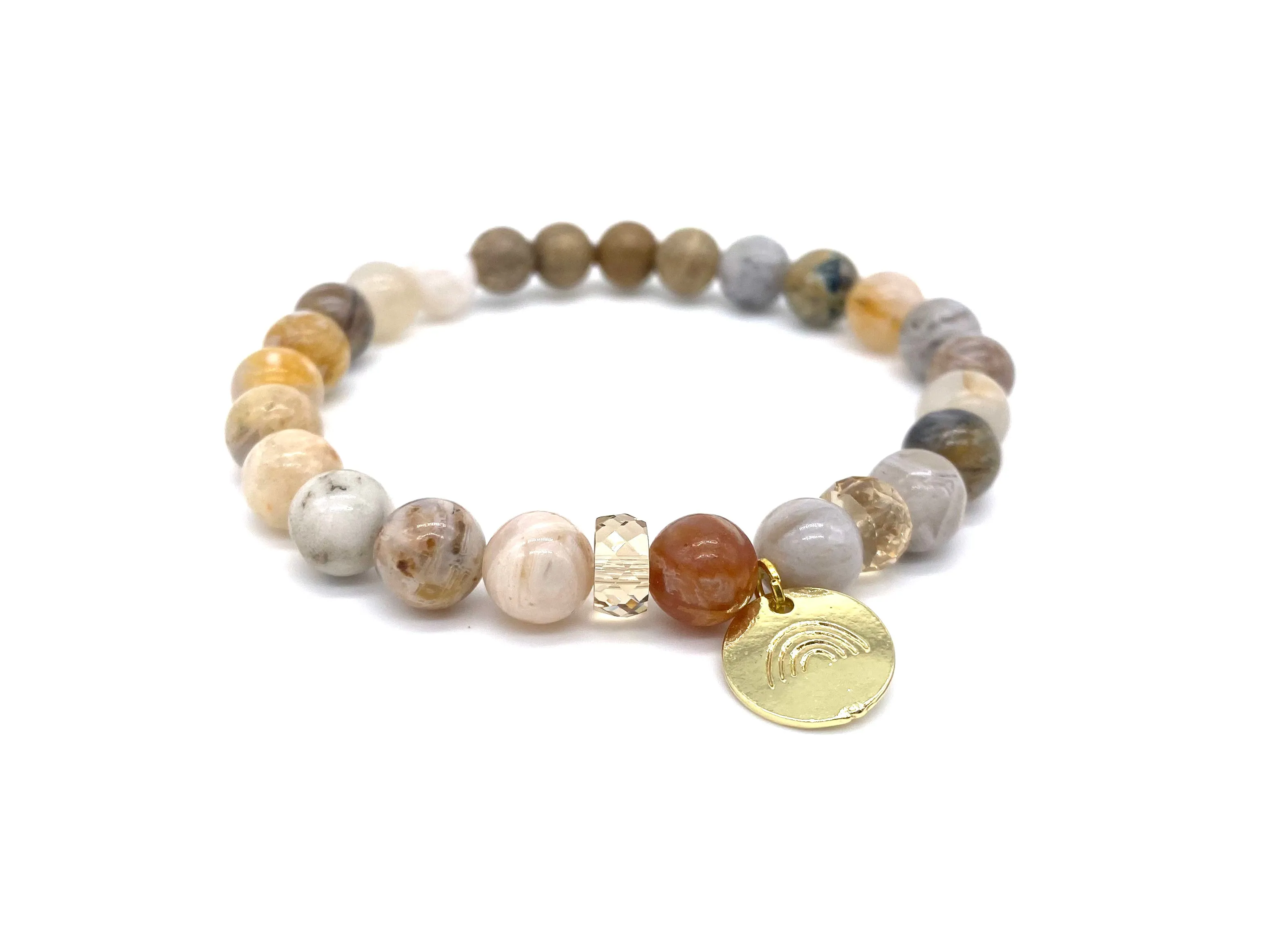 Bamboo Agate Charm Crystal Diffuser Bracelet