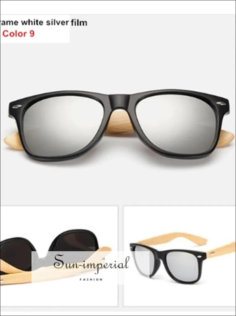 Bamboo Sunglasses Unisex Travel Sunglasses Vintage Wooden Leg Fashion Eyeglasses - Black Frame Gray