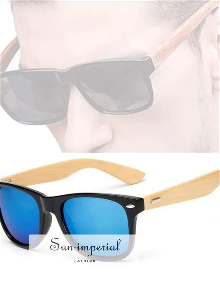 Bamboo Sunglasses Unisex Travel Sunglasses Vintage Wooden Leg Fashion Eyeglasses - Black Frame Gray