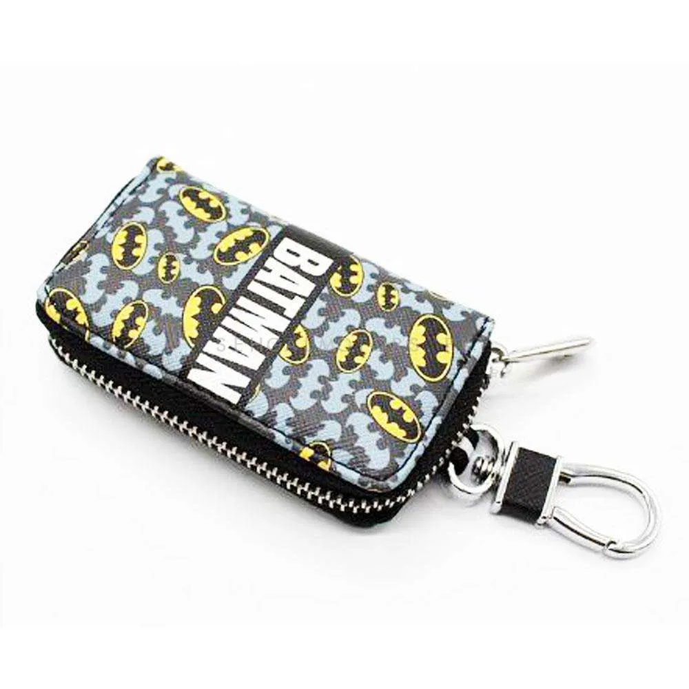 Batman Zipper Matte Leather Key Cover Pouch V1 with Keychain Ring