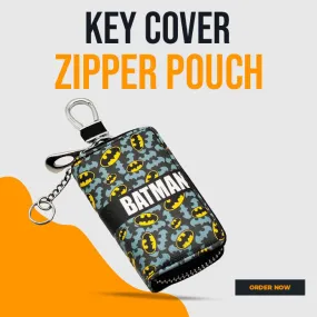 Batman Zipper Matte Leather Key Cover Pouch V1 with Keychain Ring