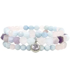 Be Still Stack | Om | Aquamarine, Rose Quartz, Amethyst